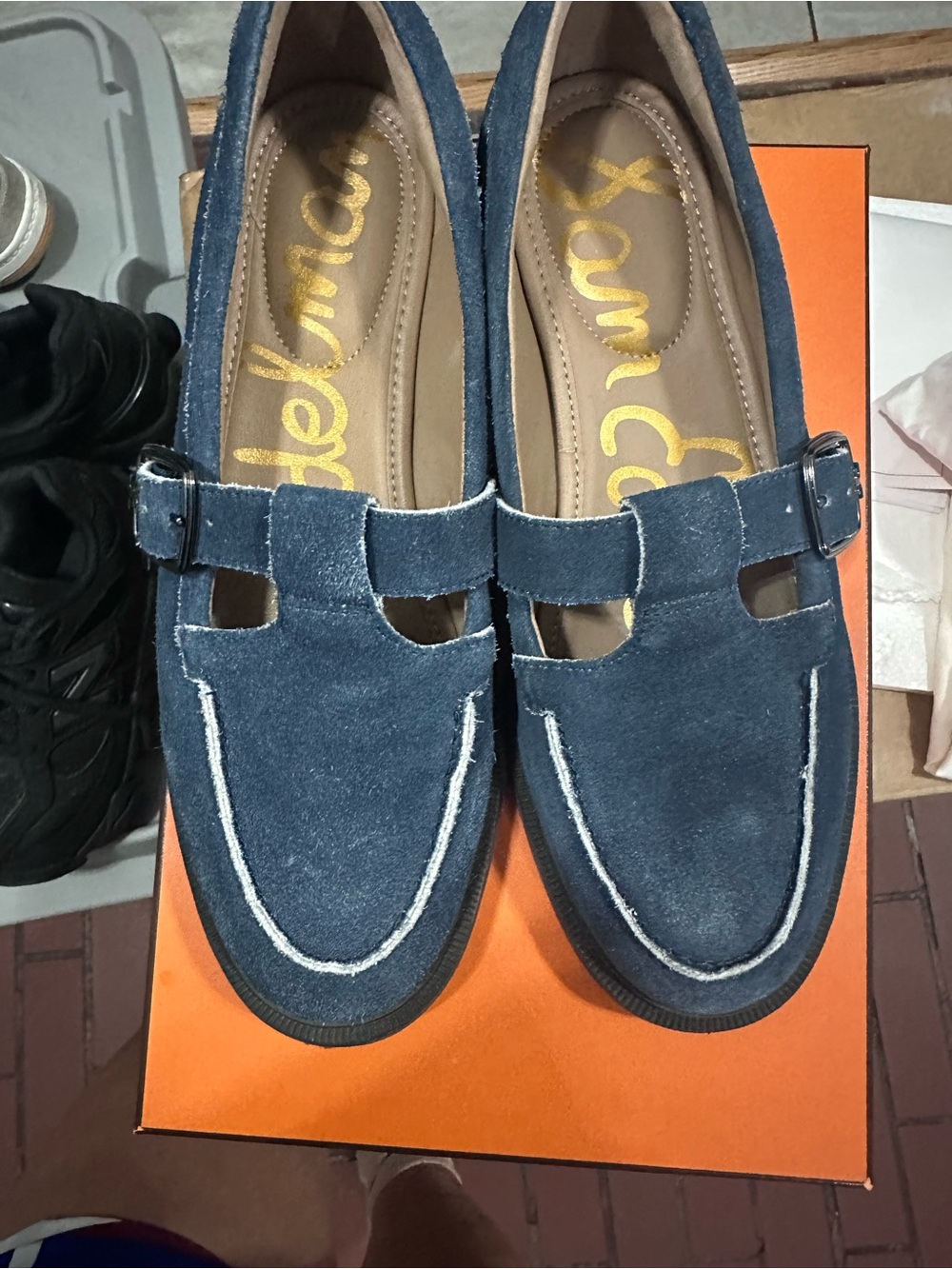Sam Edelman Navy Suede Women's Loafers with Buckle